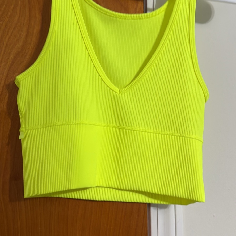 Lululemon Athletica Yellow Fitted Crop Tank Top